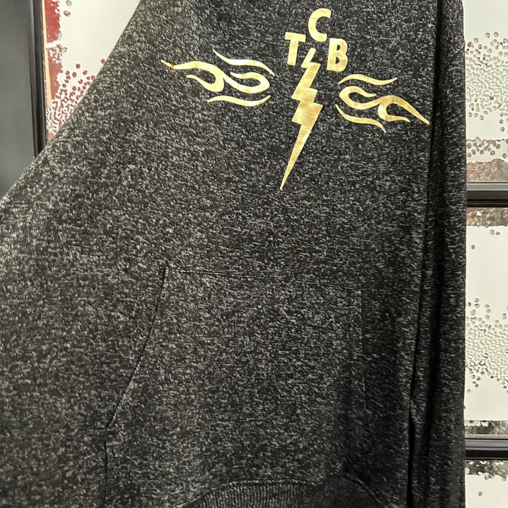 Black Hoodie with Gold Lightning Design